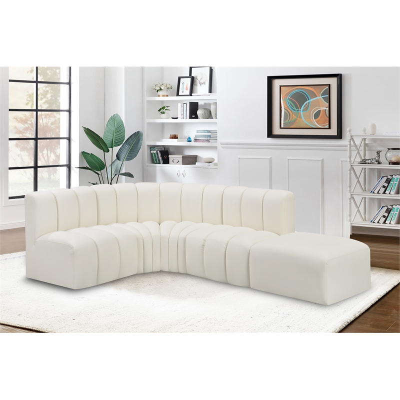 Bowery Hill Contemporary Cream Vegan Leather Modular Sectional