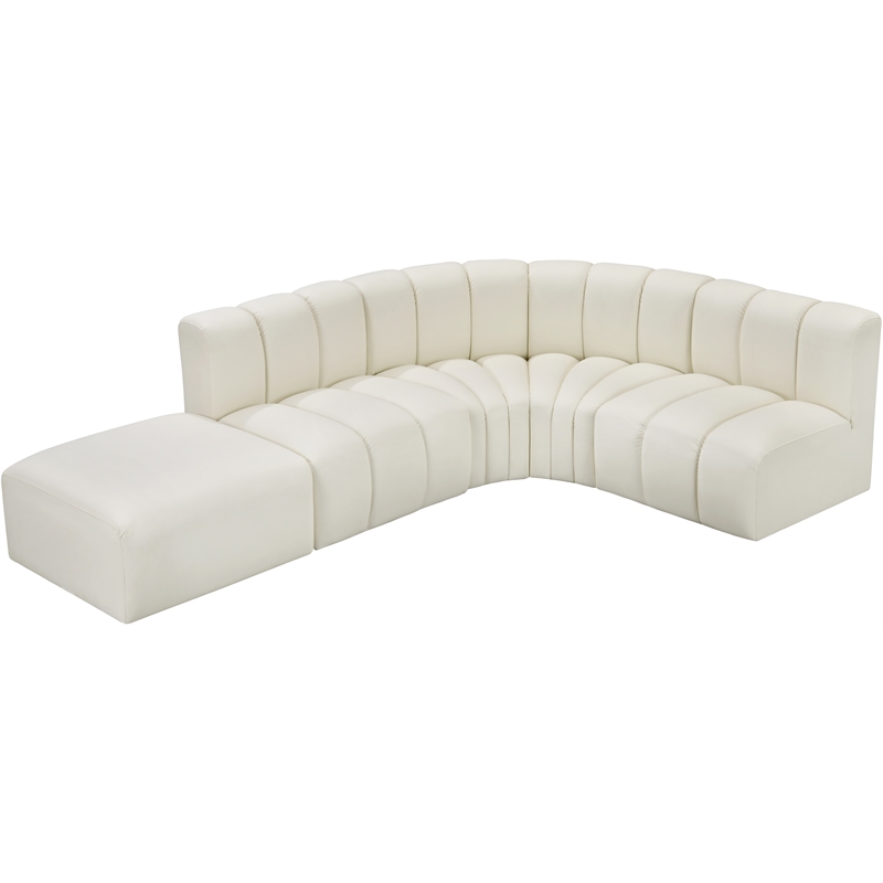 Bowery Hill Contemporary Cream Vegan Leather Modular Sectional