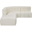 Bowery Hill Contemporary Cream Vegan Leather Modular Sectional