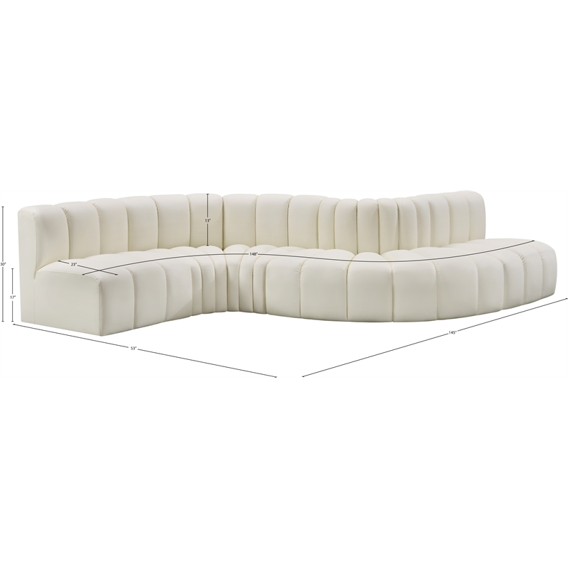Bowery Hill Contemporary Cream Vegan Leather Modular Sectional