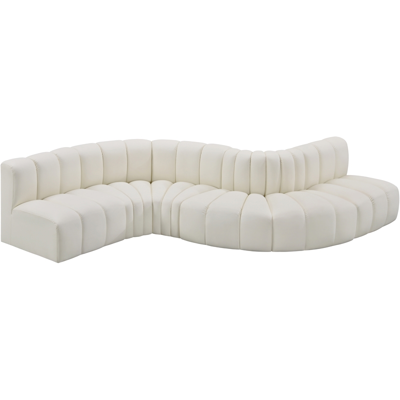 Bowery Hill Contemporary Cream Vegan Leather Modular Sectional