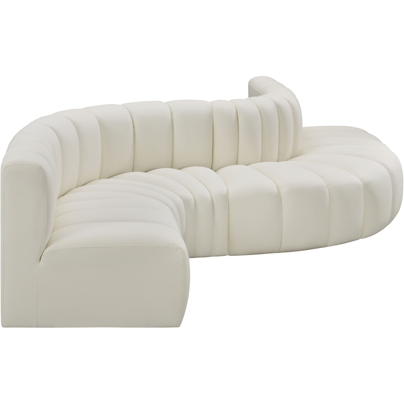 Bowery Hill Contemporary Cream Vegan Leather Modular Sectional