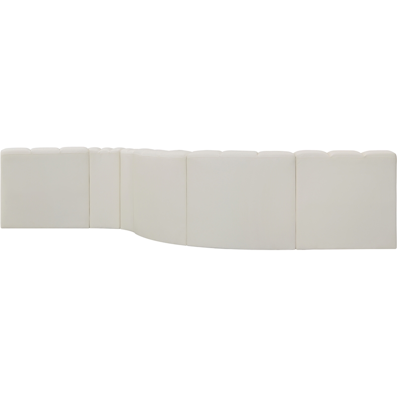 Bowery Hill Contemporary Cream Vegan Leather Modular Sectional