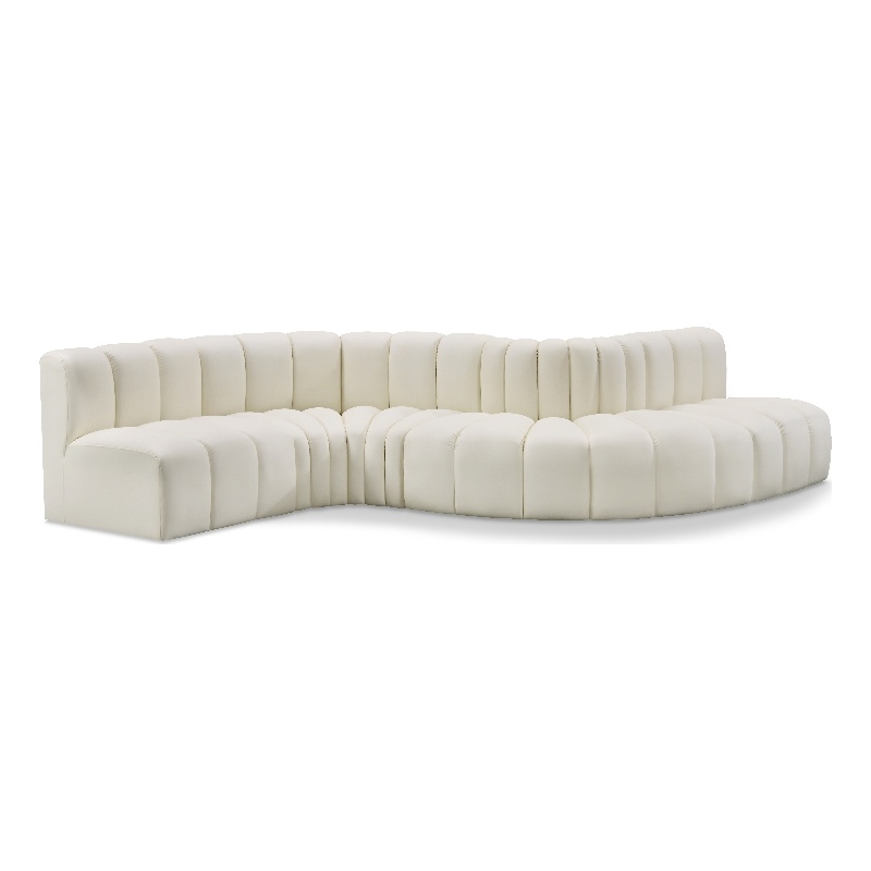 Bowery Hill Contemporary Cream Vegan Leather Modular Sectional