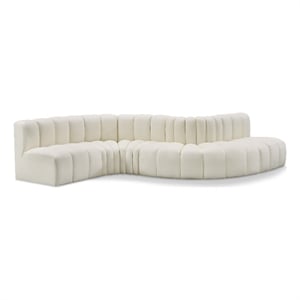 Bowery Hill Contemporary Cream Vegan Leather Modular Sectional