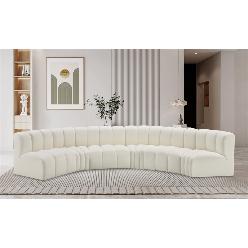 Bowery Hill Contemporary Cream Vegan Leather Modular Sectional