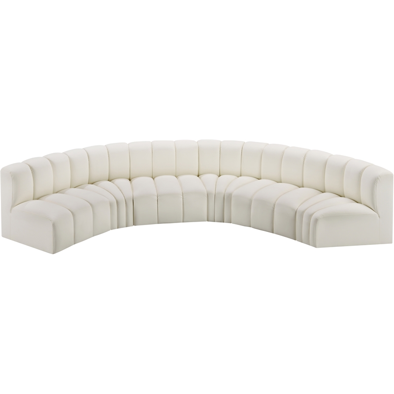 Bowery Hill Contemporary Cream Vegan Leather Modular Sectional