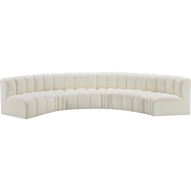 Bowery Hill Contemporary Cream Vegan Leather Modular Sectional