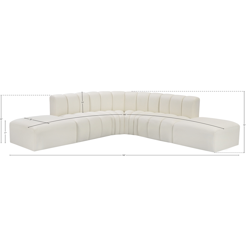 Bowery Hill Contemporary Cream Vegan Leather Modular Sectional