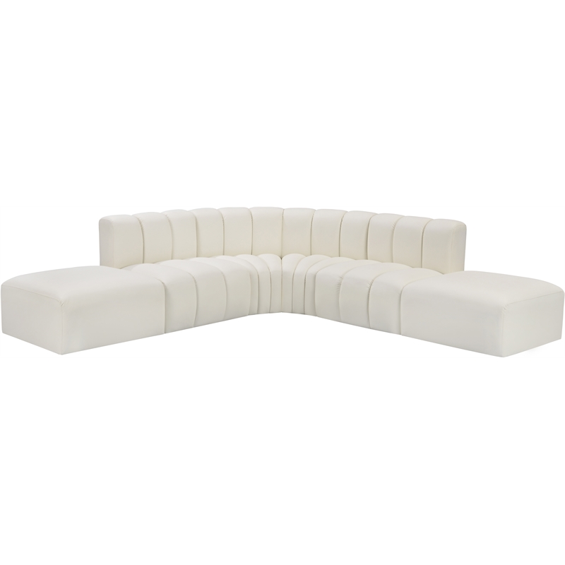 Bowery Hill Contemporary Cream Vegan Leather Modular Sectional
