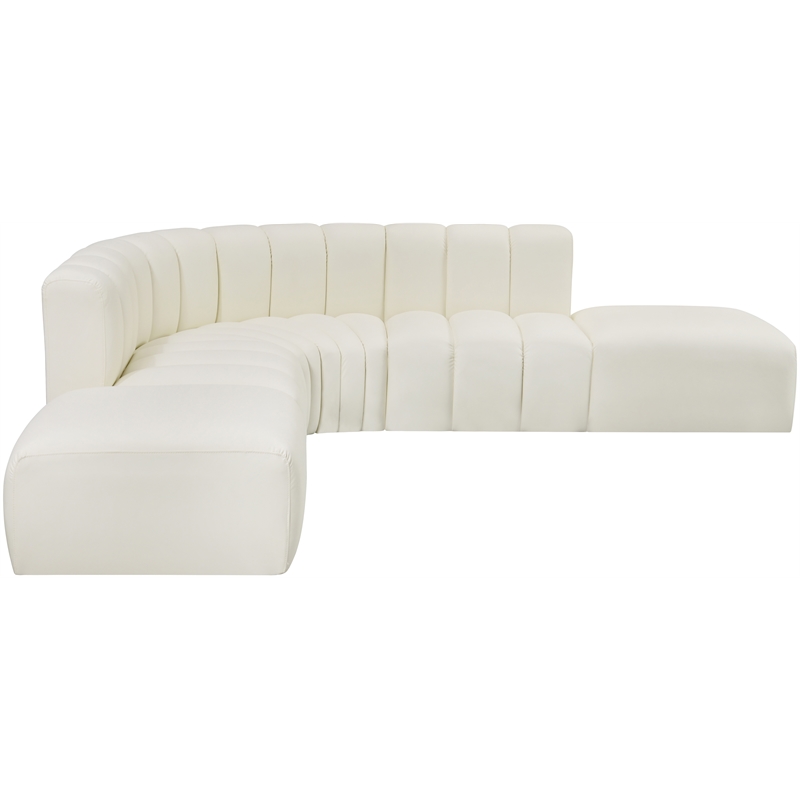 Bowery Hill Contemporary Cream Vegan Leather Modular Sectional