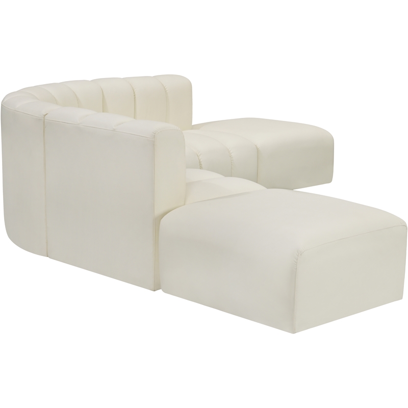 Bowery Hill Contemporary Cream Vegan Leather Modular Sectional