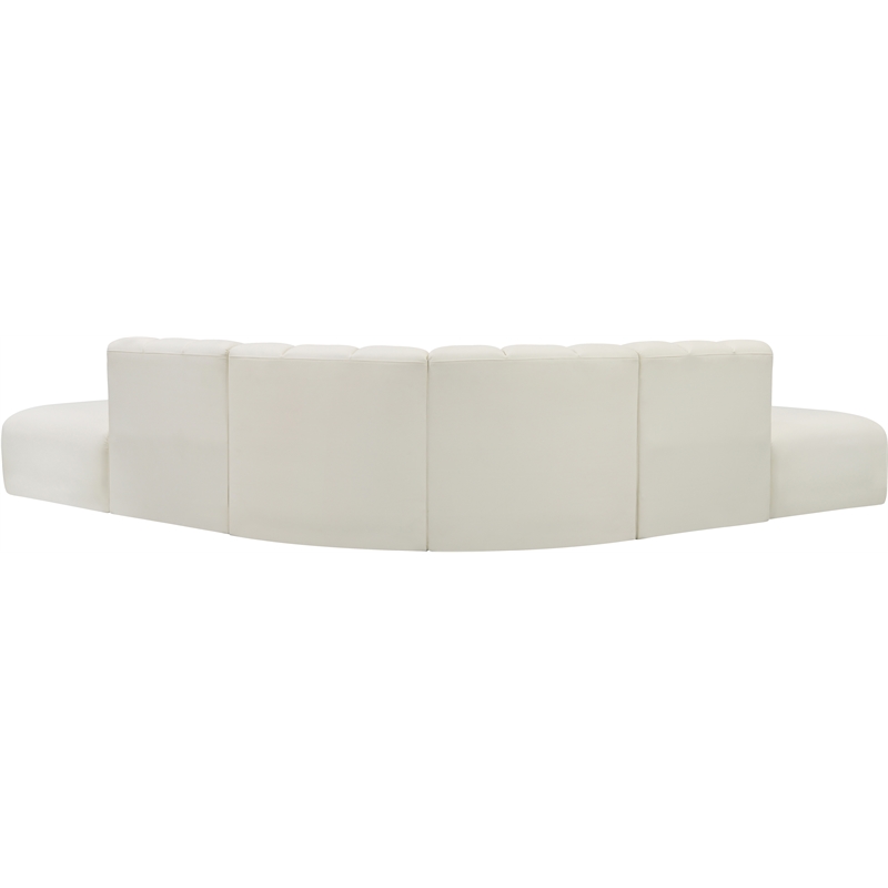 Bowery Hill Contemporary Cream Vegan Leather Modular Sectional