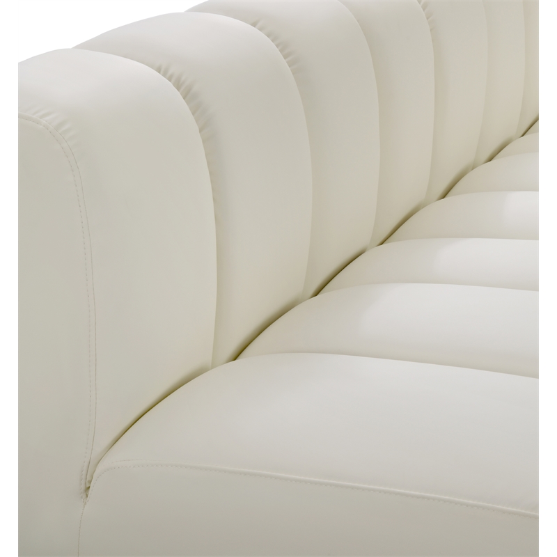Bowery Hill Contemporary Cream Vegan Leather Modular Sectional