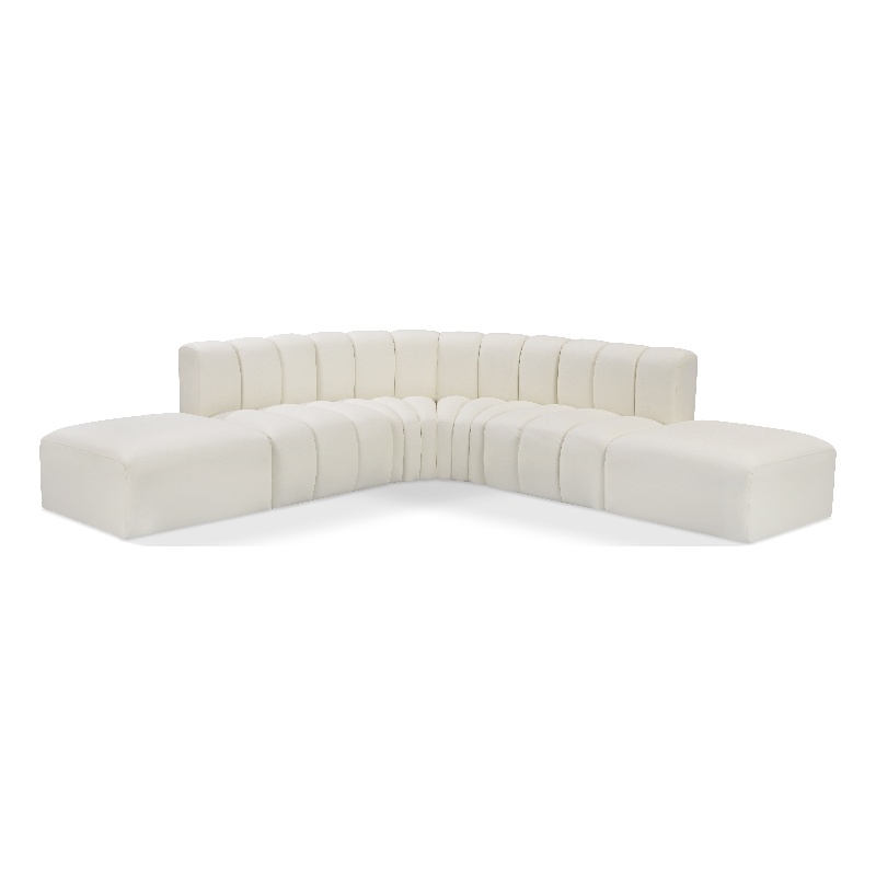 Bowery Hill Contemporary Cream Vegan Leather Modular Sectional