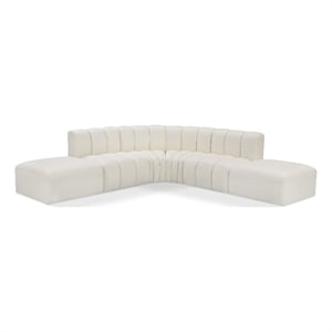 Bowery Hill Contemporary Cream Vegan Leather Modular Sectional