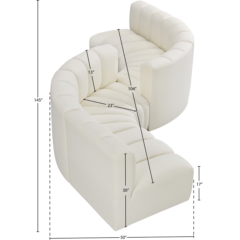 Bowery Hill Contemporary Cream Vegan Leather Modular Sectional