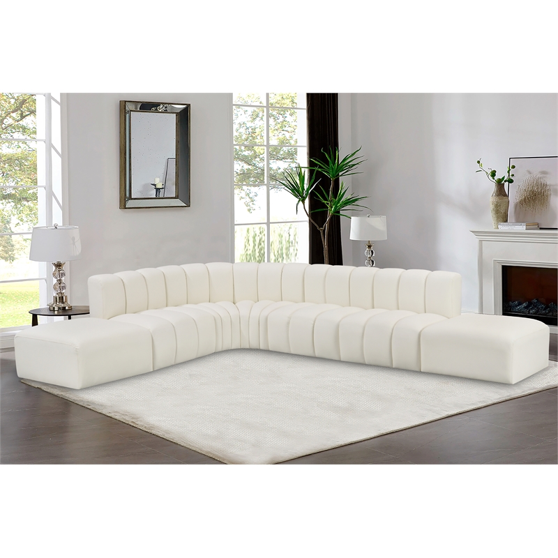 Bowery Hill Contemporary Cream Vegan Leather Modular Sectional