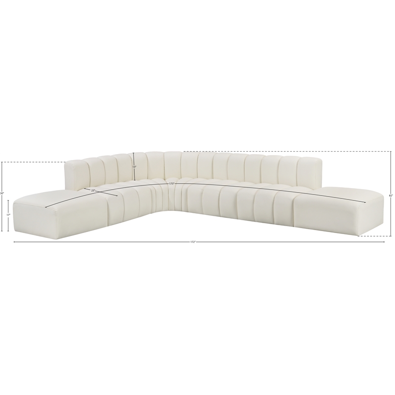 Bowery Hill Contemporary Cream Vegan Leather Modular Sectional