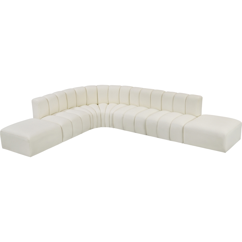 Bowery Hill Contemporary Cream Vegan Leather Modular Sectional