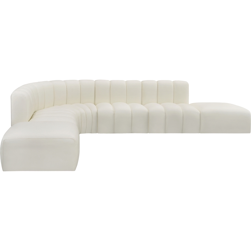 Bowery Hill Contemporary Cream Vegan Leather Modular Sectional