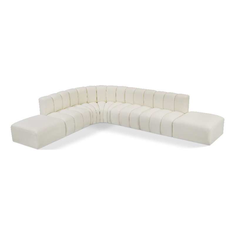 Bowery Hill Contemporary Cream Vegan Leather Modular Sectional