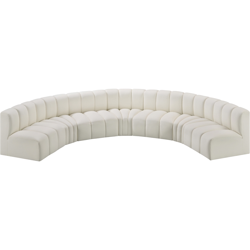 Bowery Hill Contemporary Cream Vegan Leather Modular Sectional