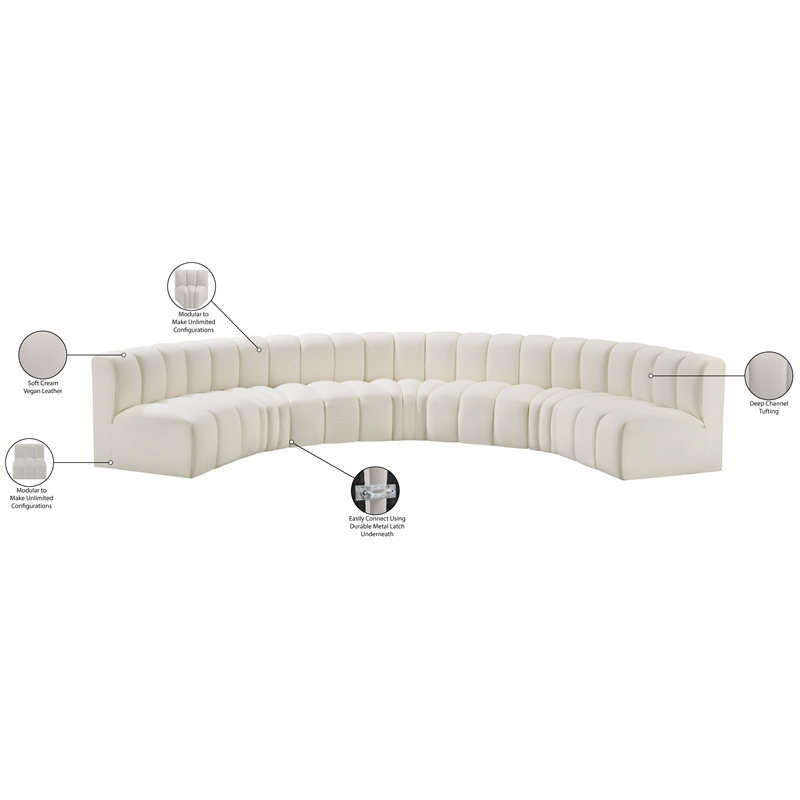Bowery Hill Contemporary Cream Vegan Leather Modular Sectional