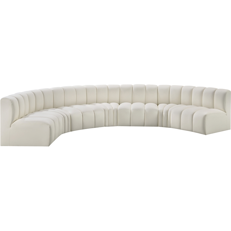 Bowery Hill Contemporary Cream Vegan Leather Modular Sectional