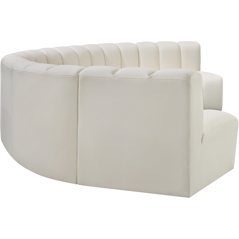 Bowery Hill Contemporary Cream Vegan Leather Modular Sectional