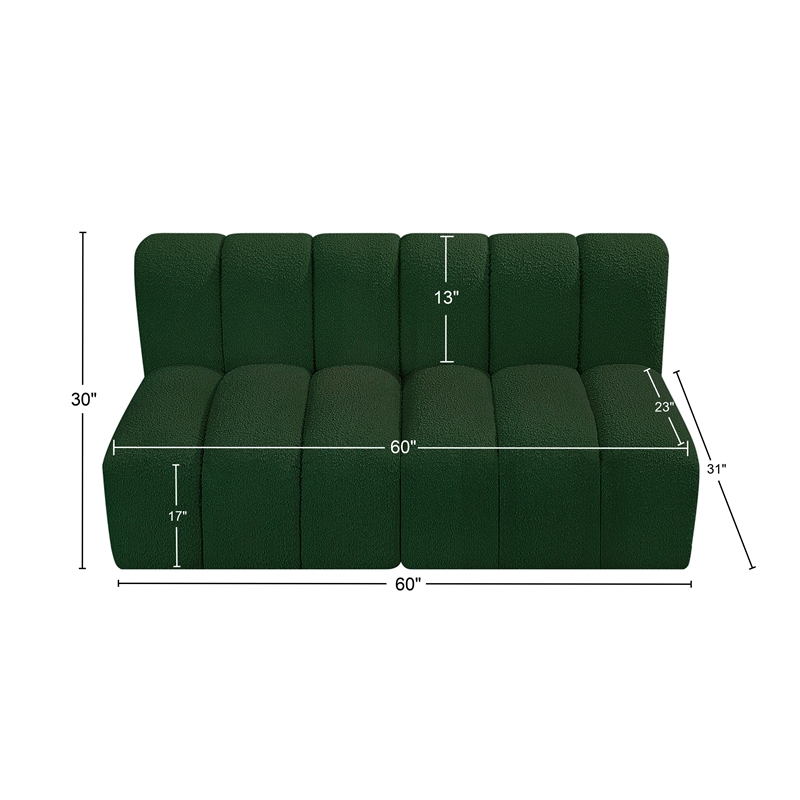 Bowery Hill Contemporary Green Boucle Fabric Modular Sectional