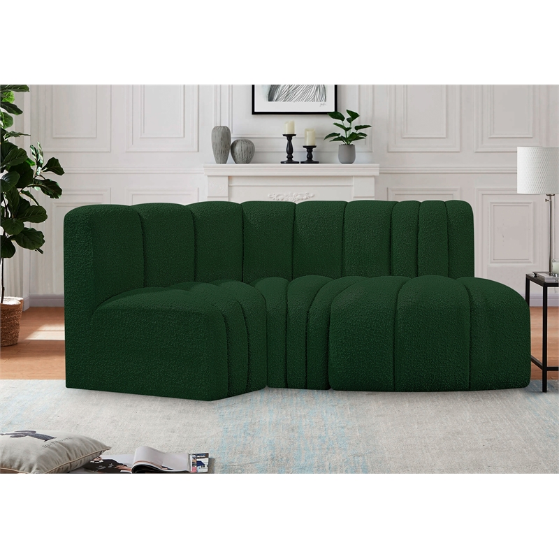 Bowery Hill Contemporary Green Boucle Fabric Modular Sectional