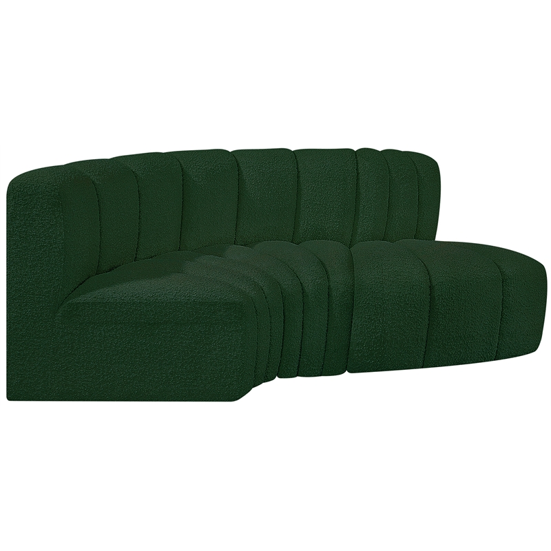 Bowery Hill Contemporary Green Boucle Fabric Modular Sectional