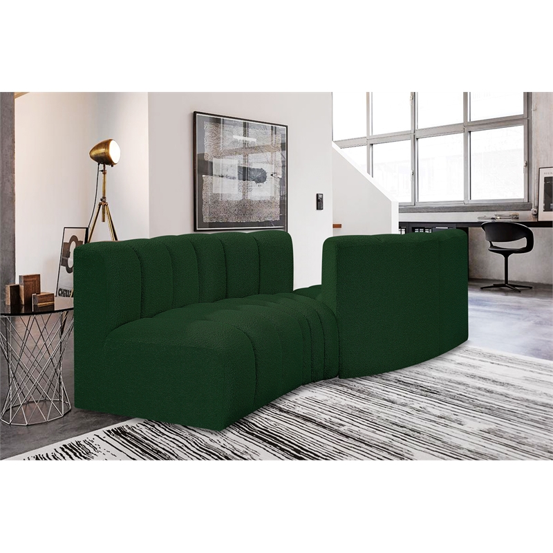 Bowery Hill Contemporary Green Boucle Fabric Modular Sectional