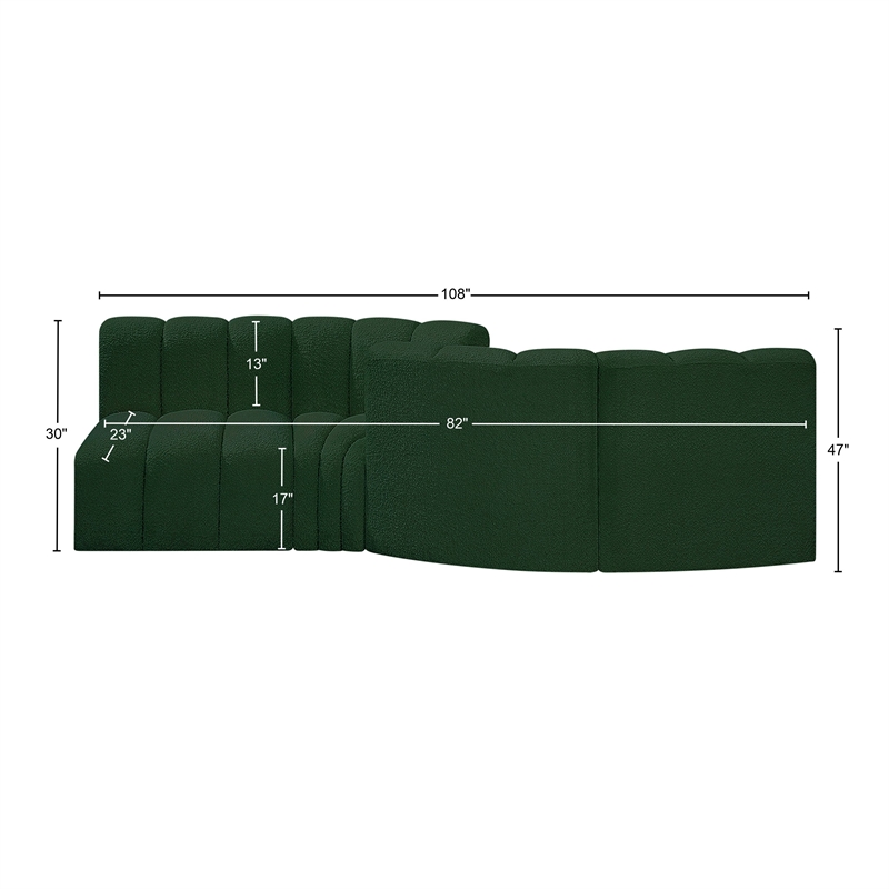 Bowery Hill Contemporary Green Boucle Fabric Modular Sectional