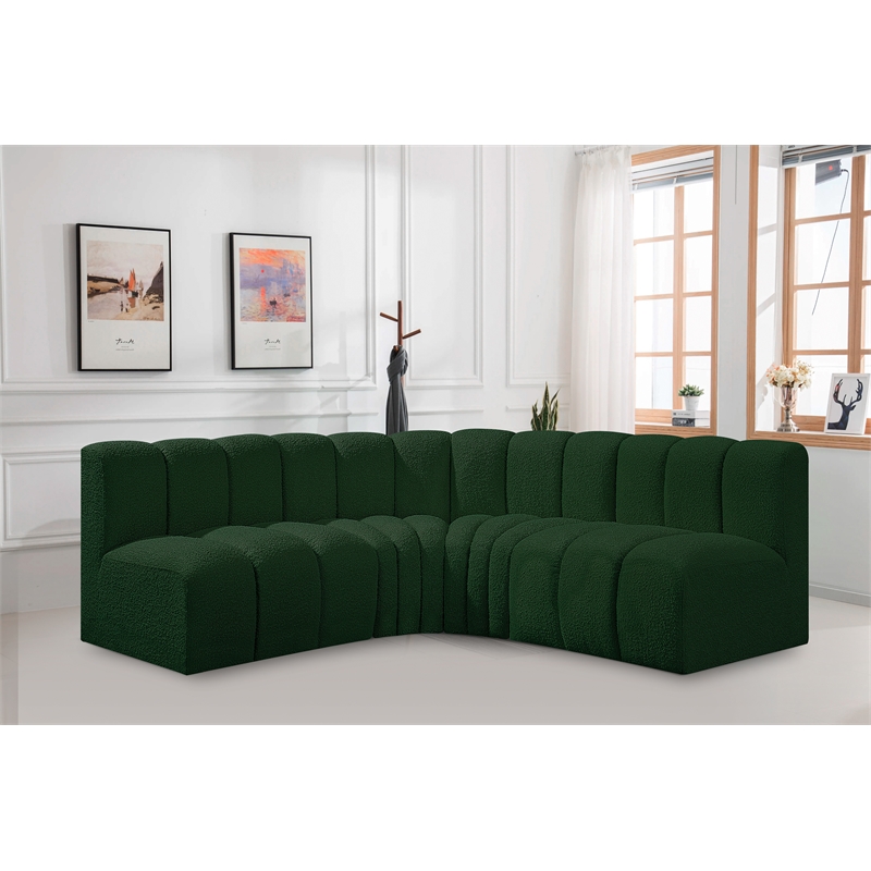 Bowery Hill Contemporary Green Boucle Fabric Modular Sectional