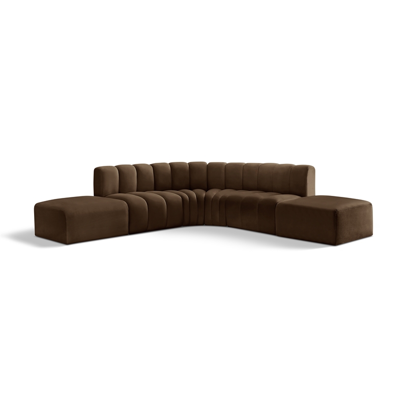 Bowery Hill Contemporary Soft Brown Velvet Modular Sectional