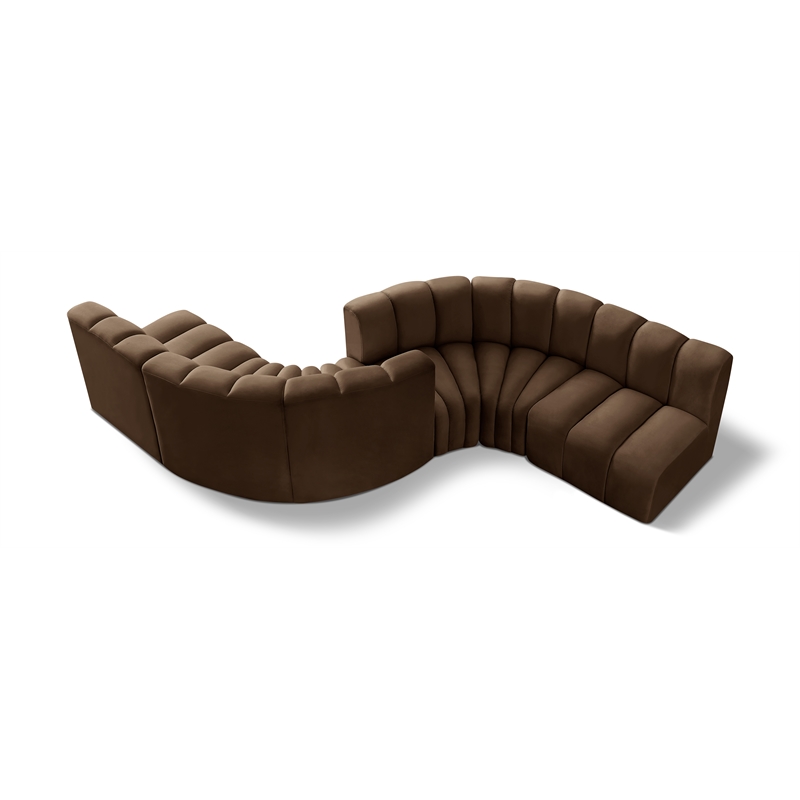 Bowery Hill Contemporary Soft Brown Velvet Modular Sectional