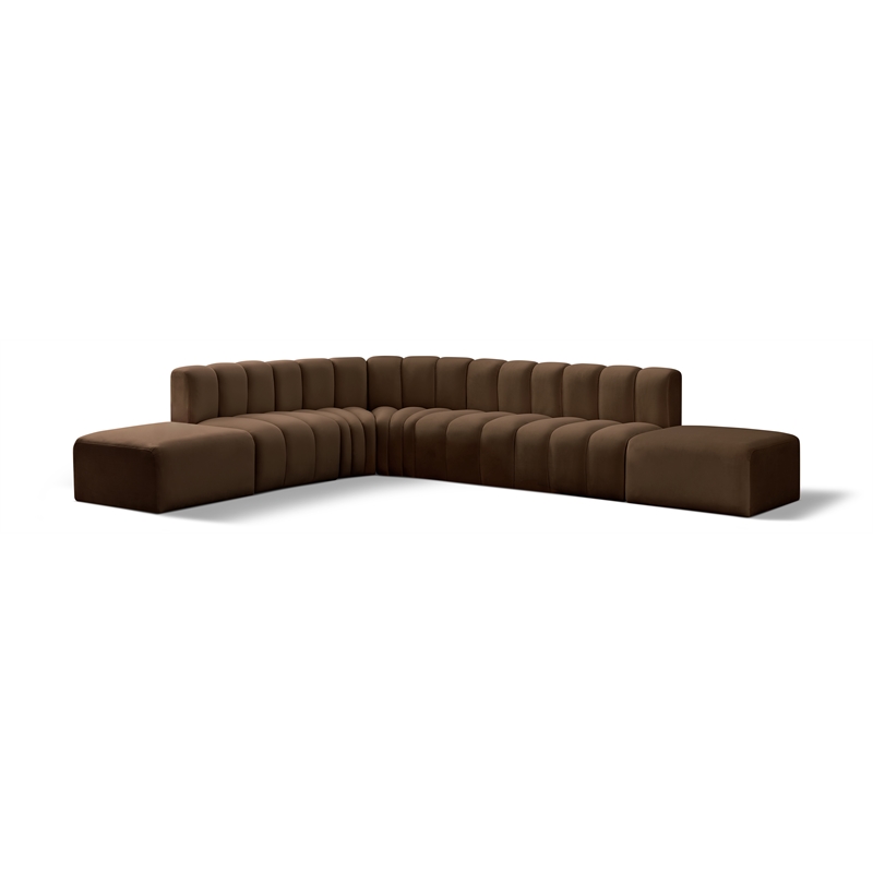 Bowery Hill Contemporary Soft Brown Velvet Modular Sectional