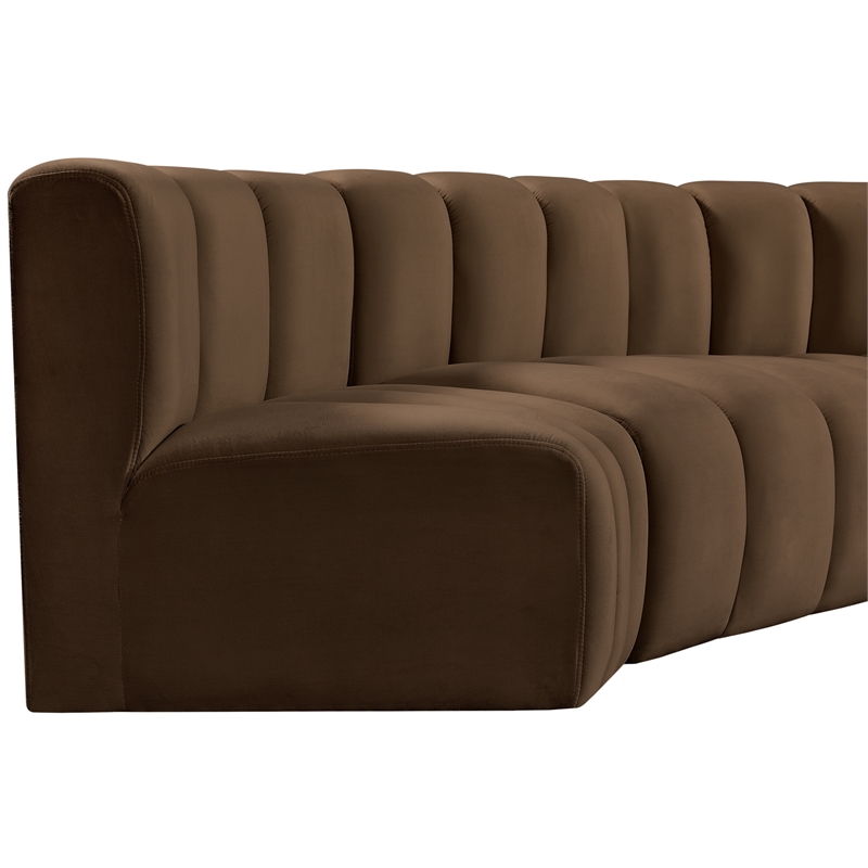 Bowery Hill Contemporary Soft Brown Velvet Modular Sectional