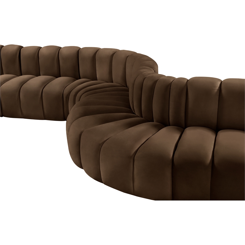Bowery Hill Contemporary Soft Brown Velvet Modular Sectional