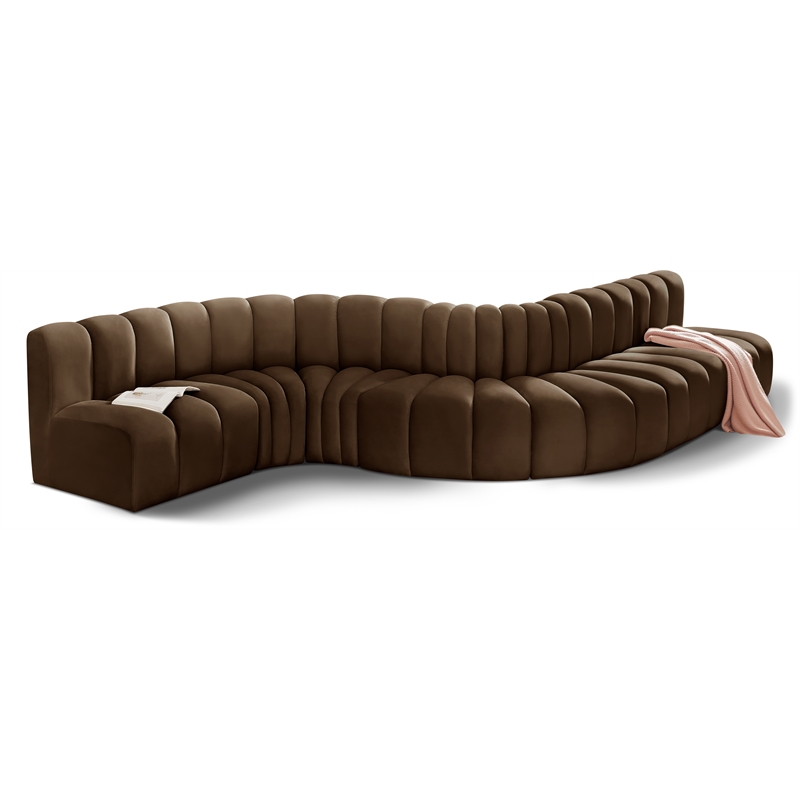 Bowery Hill Contemporary Soft Brown Velvet Modular Sectional
