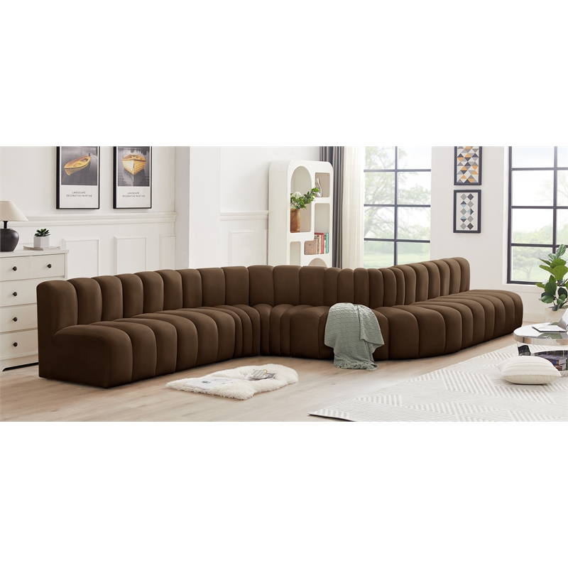 Bowery Hill Contemporary Soft Brown Velvet Modular Sectional