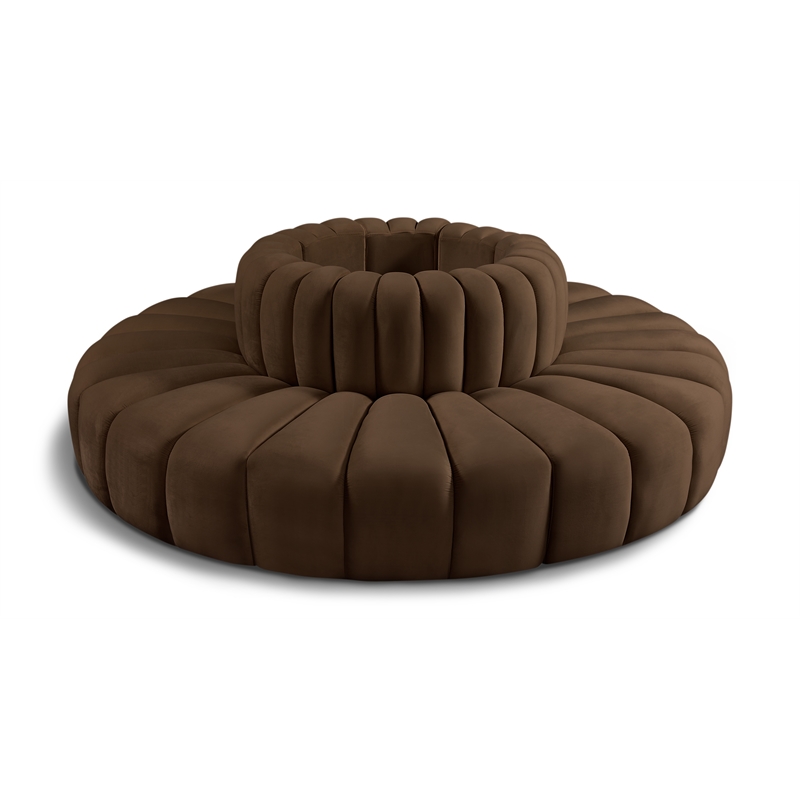 Bowery Hill Contemporary Soft Brown Velvet Modular Sectional