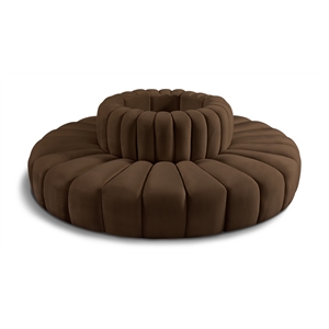 Bowery Hill Contemporary Soft Brown Velvet Modular Sectional