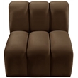 Bowery Hill Contemporary Deep Channel Tufted Soft Brown Velvet Straight Chair