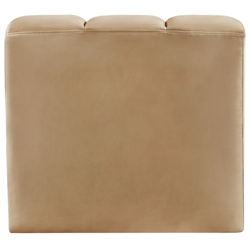 Bowery Hill Contemporary Deep Channel Tufted Soft Camel Velvet Curved Corner
