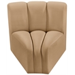 Bowery Hill Contemporary Deep Channel Tufted Soft Camel Velvet Curved Corner