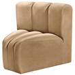 Bowery Hill Contemporary Deep Channel Tufted Soft Camel Velvet Curved Corner