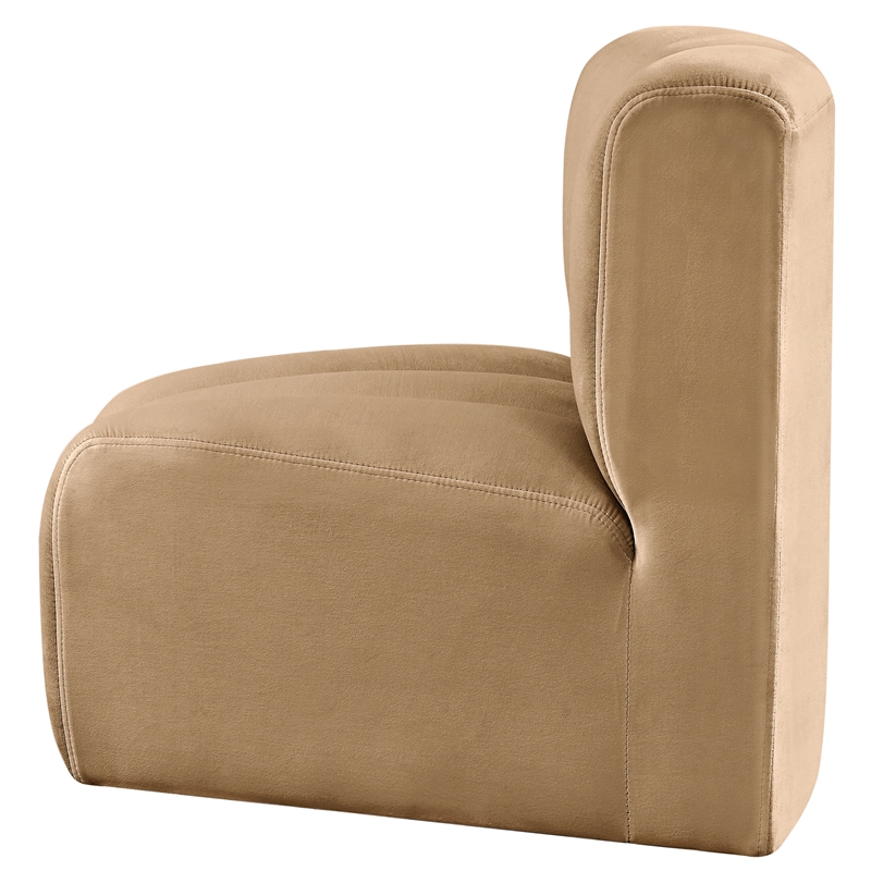 Bowery Hill Contemporary Deep Channel Tufted Soft Camel Velvet Curved Corner